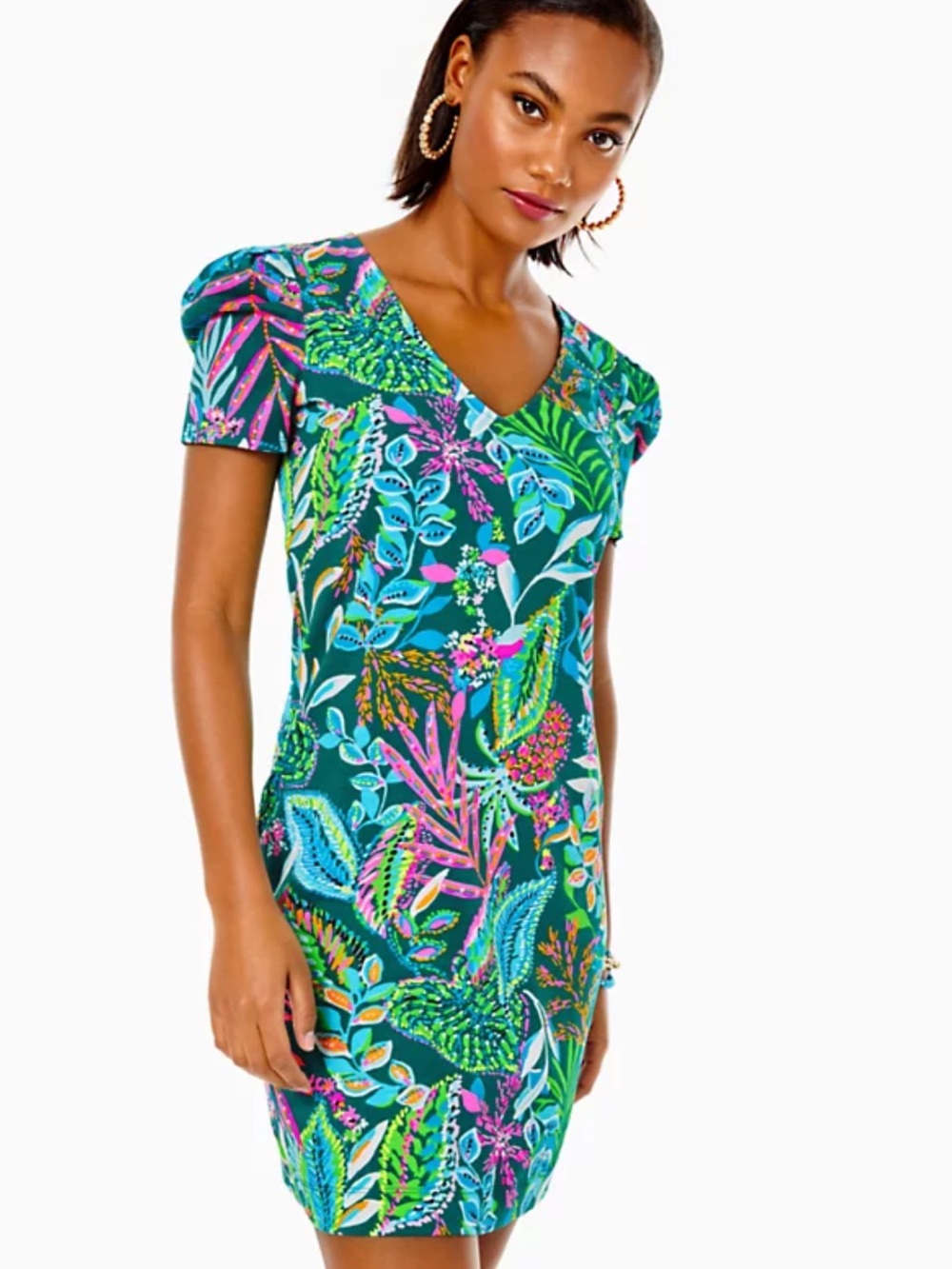 Lilly Pulitzer Aleece T-Shirt V-Neck Cotton Dress Size Large